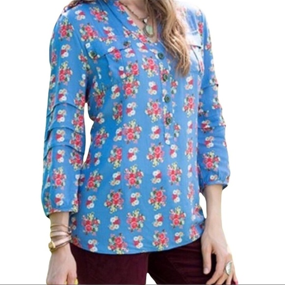 Matilda Jane Tops - Matilda Jane Floral Millie Blouse Secret Fields Blue Size Small AT16143